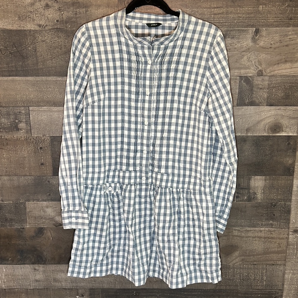 J.Crew Blue and White Checkered Button Down Dress